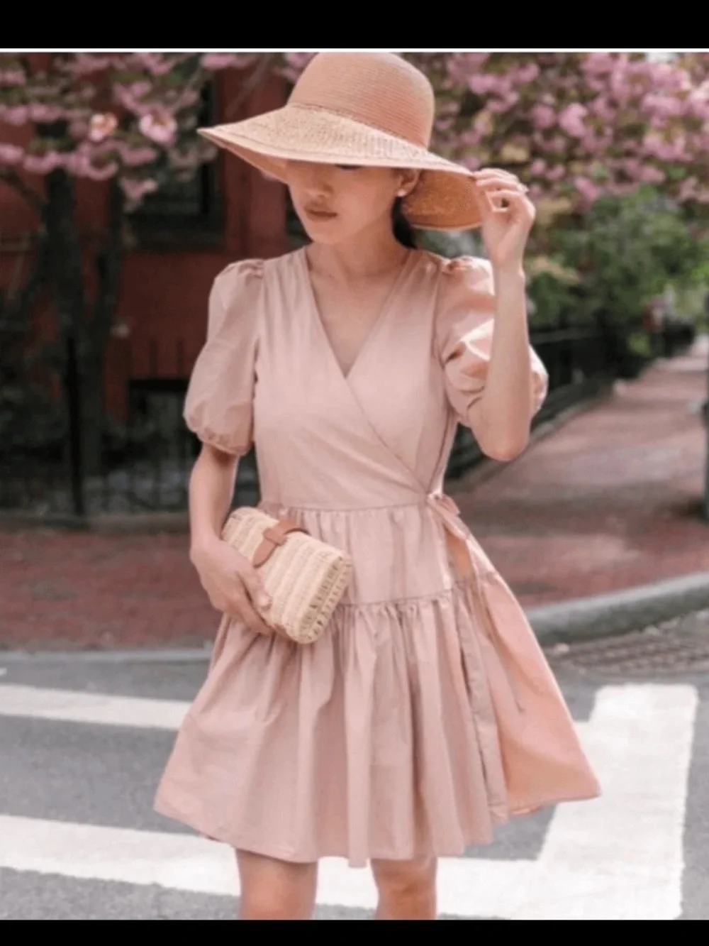 J. Crew Puff Taupe Puff-Sleeve Wrap Dress XS